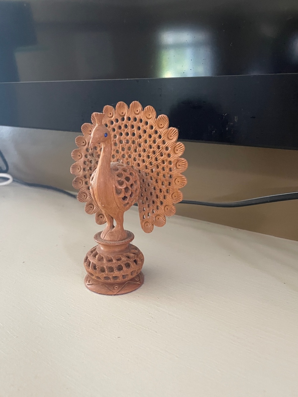 Wooden Peacock Figurine Decor
